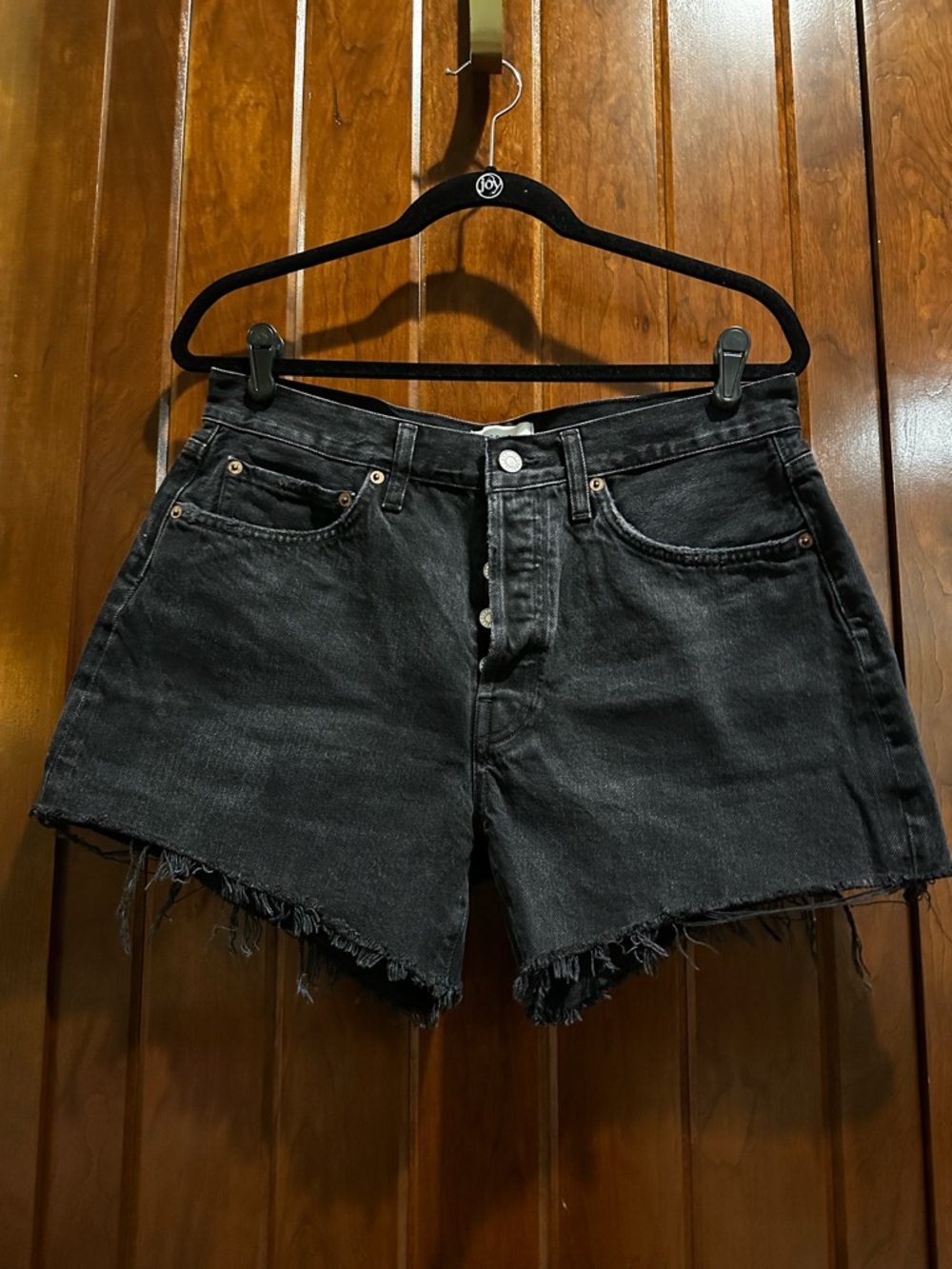 AGOLDE Denim Park Long Short in Washed Black Denim Size 29 GOOD CONDITION